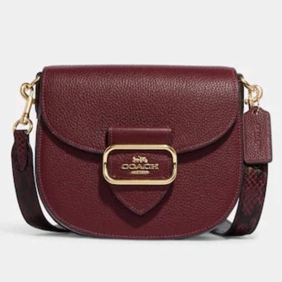 RESERVED| NWT| COACH| OXBLOOD & GOLD SADDLE BAG| NEW - Picture 1 of 16
